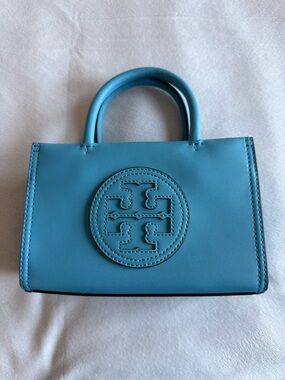 Tory Burch Mini Ella Bio Tote in Blue Azure NWOT